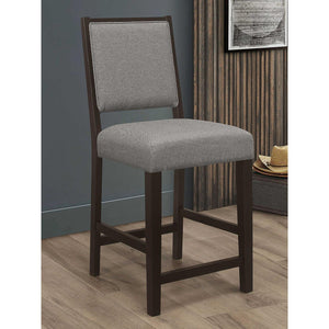 English Elm Grey Counter Stools Set of 2 with Espresso Frame and Footrest — Upholstered Grey Seats, Durable Woods B062P153903