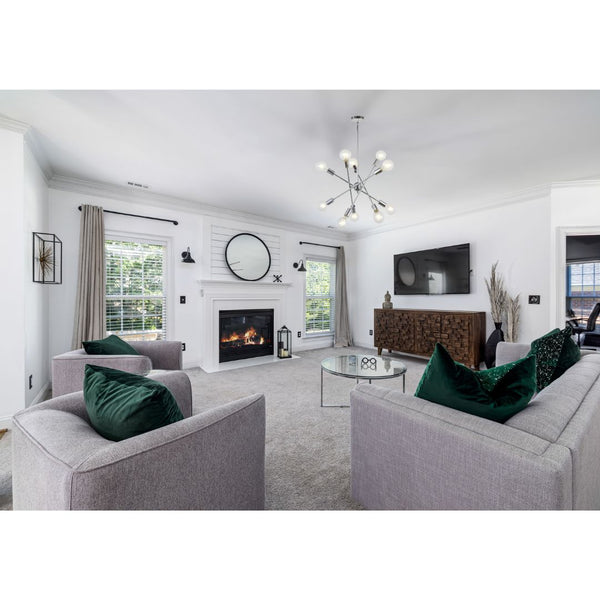 English Elm Modern Sputnik 10-Light Chandelier Chrome with Adjustable Arms, Dimmable, G25/G30 Compatible, Sloped Ceiling Adapter B130P152407