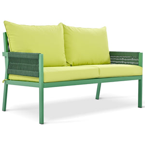 English Elm K&k Outdoor 4 Piece Rope Woven Patio Set with Tempered Glass Table Deep Cushions Green SK000003AAE