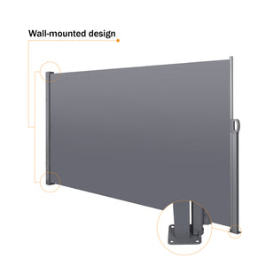 English Elm 138" Retractable Side Awning 138"x71" Waterproof UV-Resistant Privacy Screen Roll-Up Balcony Gray W419P143091