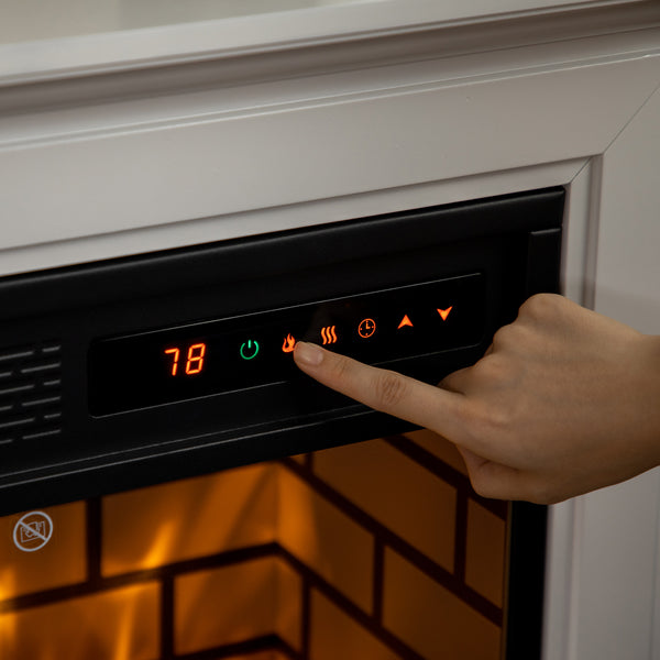 English Elm HOMCOM 31" Electric Fireplace Mantel with Dimmable Flame, Remote Control, 1400W Heater, White W2225P156090