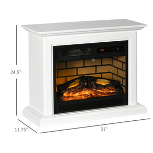 English Elm HOMCOM 31" Electric Fireplace Mantel with Dimmable Flame, Remote Control, 1400W Heater, White W2225P156090