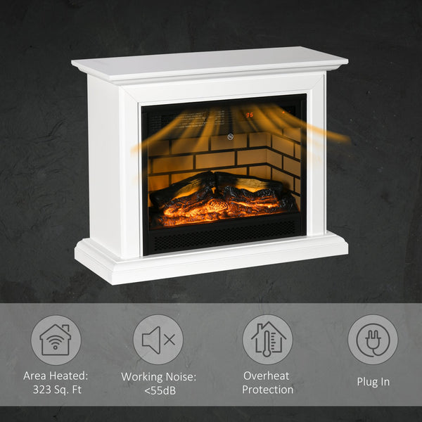 English Elm HOMCOM 31" Electric Fireplace Mantel with Dimmable Flame, Remote Control, 1400W Heater, White W2225P156090