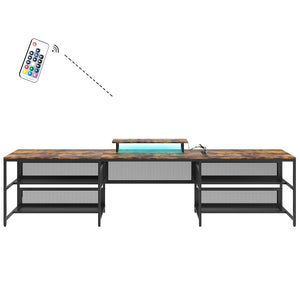 English Elm U Shaped Gaming Workstation with Led Lighting Monitor Shelf and Triple Surface Layout W578P149137