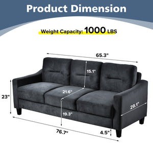 English Elm Couch Luxurious Velvet Loveseat - Stylish Mid-Century Design For Compact Living Rooms & Offices W2121137534