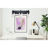 English Elm Vanity Bathroom Light Fixture Black 3 Lights Rustic Wall Sconce Lighting With Clear Glass Shade