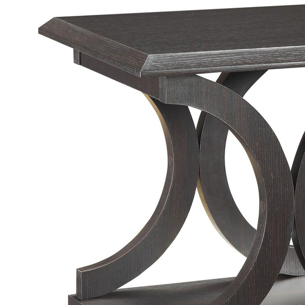 English Elm Cappuccino C-Shaped End Table – Contemporary Artistry Meets Functionality For Small Spaces & Storage B062P153619