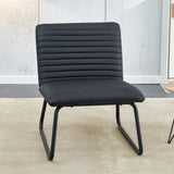 Modern Black Armless Leatherette Chair with Metal Legs - Office, Restaurant, Kitchen, Bedroom Furniture - Easy Assembly