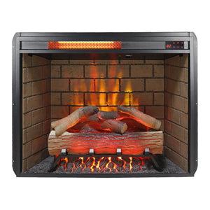 English Elm 28inch Recessed Electric Fireplace Insert with 3d Flame Effects and Infrared Quartz Heat W1769P266570