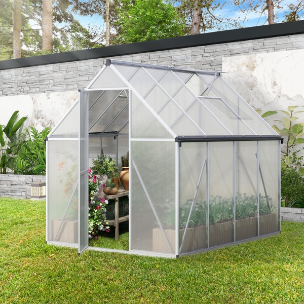 English Elm 6x8 Polycarbonate Walk-in Greenhouse Aluminum Frame Four Season Backyard Garden W2181P156139