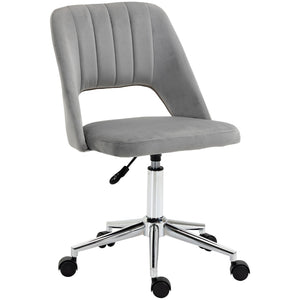 English Elm Vinsetto Stylish Grey Velvet Mid Back Office Chair - Armless, Adjustable Height, 360° Swivel Design W2225P156111-GIGA