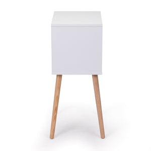 English Elm Nightstand Modern White Walnut 2-Drawer Bedside Tables with Solid Wood Legs, Durable Storage Pair W2181P156141