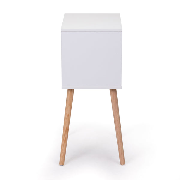 English Elm Nightstand Modern White Walnut 2-Drawer Bedside Tables with Solid Wood Legs, Durable Storage Pair W2181P156141