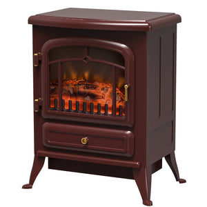 English Elm Homcom 22" Electric Fireplace Heater With Realistic Flames, Adjustable Heat, Safety Features & Portable Design W2225P156099