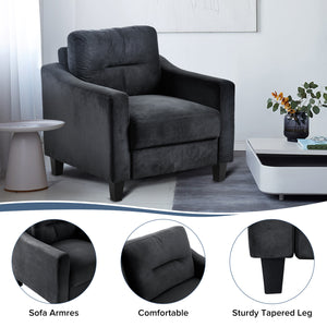 English Elm Couch Compact Velvet Loveseat - Stylish Mid-Century Modern Seating For Small Spaces & Offices W2121137529