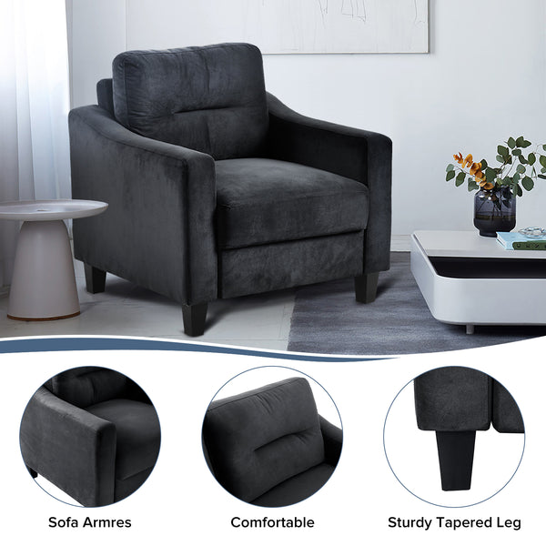 English Elm Couch Compact Velvet Loveseat - Stylish Mid-Century Modern Seating For Small Spaces & Offices W2121137529