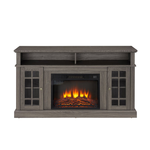 English Elm Classic Fireplace Entertainment Console Dark Walnut Finish Supports Tvs up to 65 Inches W1758S00008