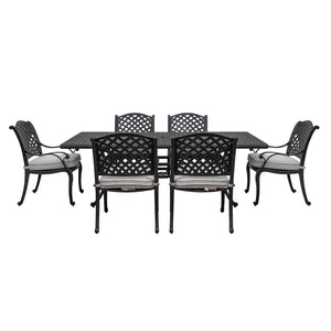 English Elm Stylish 7-Piece Aluminum Dining Set With Cushions In Sandstorm - Perfect For Outdoor Entertaining! B010S00443-GIGA