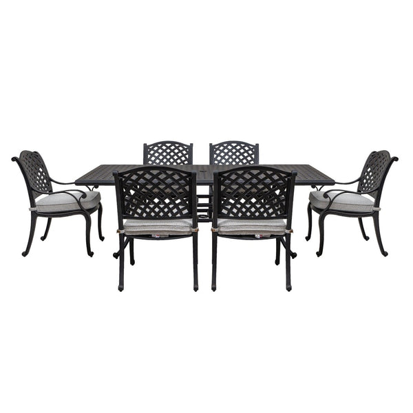 English Elm Stylish 7-Piece Aluminum Dining Set With Cushions In Sandstorm - Perfect For Outdoor Entertaining! B010S00443-GIGA