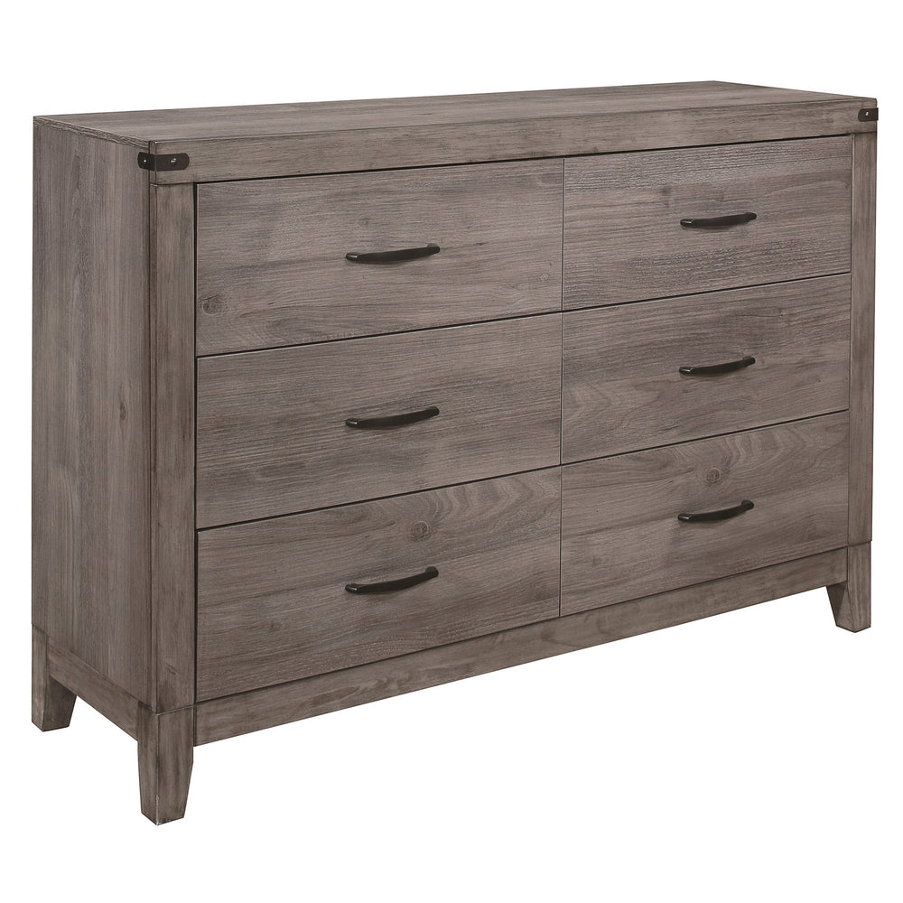 English Elm Industrial Woodrow 6-Drawer Dresser in Brownish Gray Melamine with Dark Metal Accents, 54" x 36" B011P156154