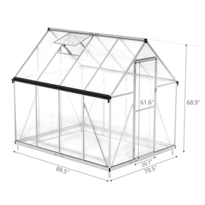 English Elm 6x8 Polycarbonate Walk-in Greenhouse Aluminum Frame Four Season Backyard Garden W2181P156139