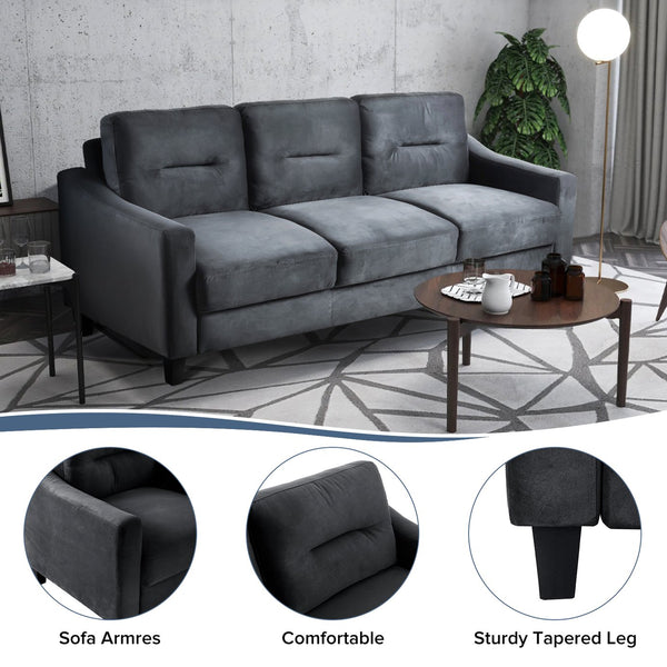 English Elm Couch Luxurious Velvet Loveseat - Stylish Mid-Century Design For Compact Living Rooms & Offices W2121137534