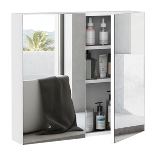 English Elm Kleankin Bathroom Mirrored Cabinet - Sleek 24"X22" Wall-Mounted Organizer With Double Doors, White W2225P156100