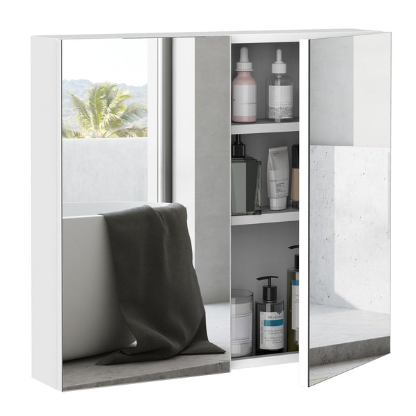 English Elm Kleankin Bathroom Mirrored Cabinet - Sleek 24"X22" Wall-Mounted Organizer With Double Doors, White W2225P156100