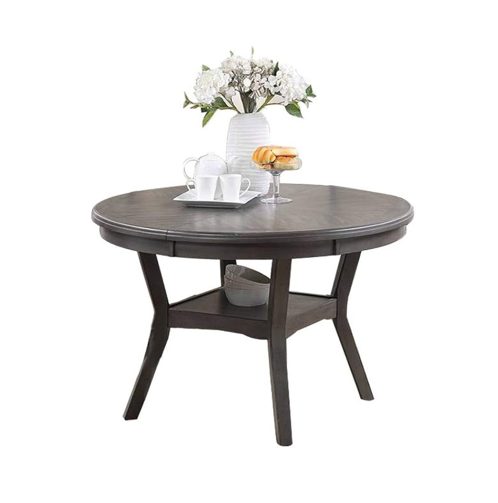 English Elm Dining Round Table 47" Diameter Contemporary Rubberwood MDF Veneer Knot Design with Shelf Accent Gray,Grey,Oak 49.2 L x 49.2 W x 6.1 H B01156000