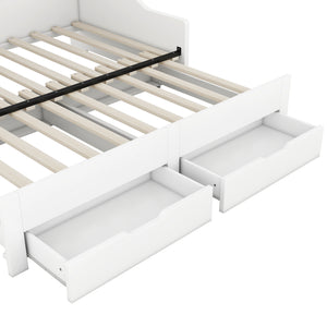 English Elm Twin Space-Saving Daybed with Pull-Out King Trundle, Built-In Bookcases, Dual Drawers & USB Charging Station White GX001827AAK