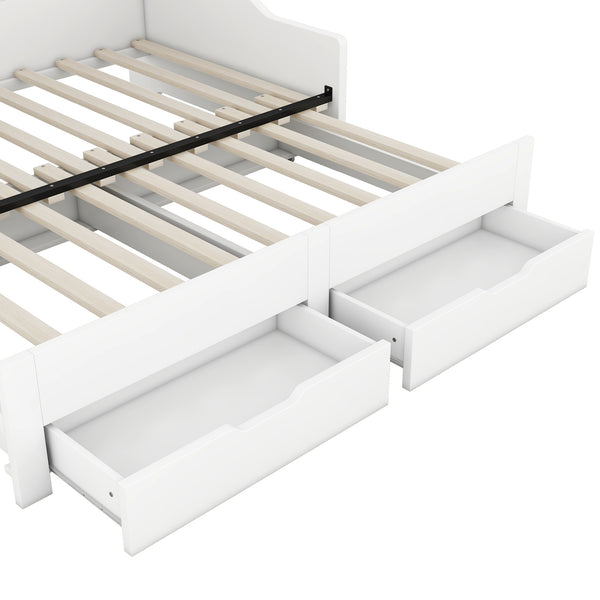 English Elm Twin Space-Saving Daybed with Pull-Out King Trundle, Built-In Bookcases, Dual Drawers & USB Charging Station White GX001827AAK