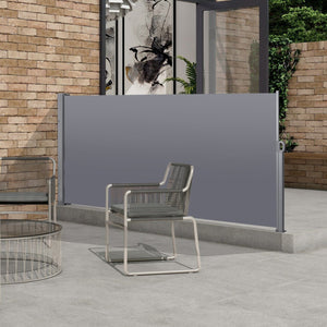 English Elm 138" Retractable Side Awning 138"x71" Waterproof UV-Resistant Privacy Screen Roll-Up Balcony Gray W419P143091