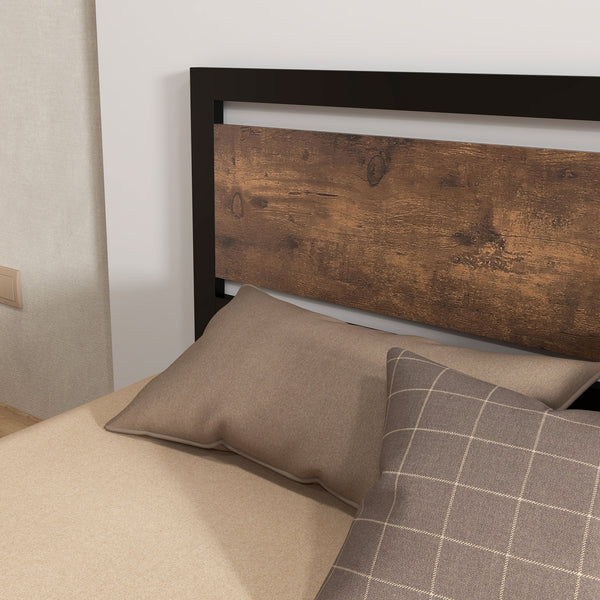 English Elm HOMCOM Full Bed Frame with Headboard & Footboard, 660lb Steel Slats, 12.25" Underbed Storage, Black Vintage Design W2225P156115
