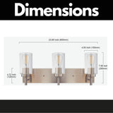 English Elm Vanity Bathroom Light Fixture Brushed Nickel 3 Lights Rustic Wall Sconce Lighting With Clear Glass Shade