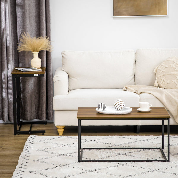 English Elm HOMCOM Industrial Nesting Tables Set of 2 – Space-Saving Coffee & Side Tables, Rustic MDF Top, Stable Adjusts W2225P156112