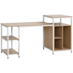English Elm HOMCOM 68" Office Computer Desk Workstation with Shelves & CPU Stand, Oak Woodgrain Storage Surface W2225P156110