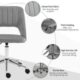 English Elm Vinsetto Modern Mid Back Office Chair With Velvet Fabric, Swivel Computer Armless Desk Chair With Hollow Back Design For Home Office, Grey