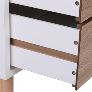 English Elm Nightstand Modern White Walnut 2-Drawer Bedside Tables with Solid Wood Legs, Durable Storage Pair W2181P156141
