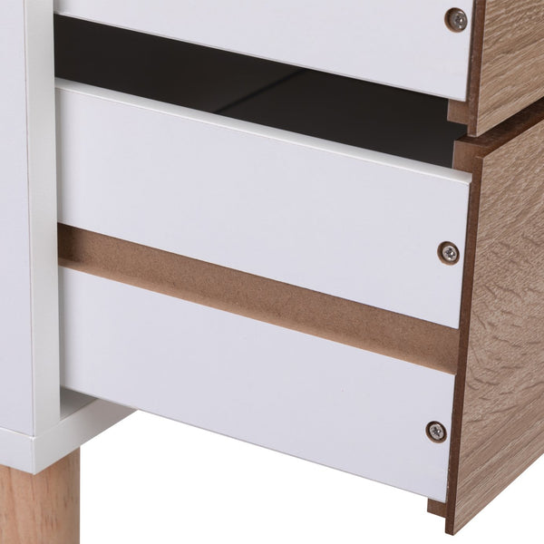English Elm Nightstand Modern White Walnut 2-Drawer Bedside Tables with Solid Wood Legs, Durable Storage Pair W2181P156141