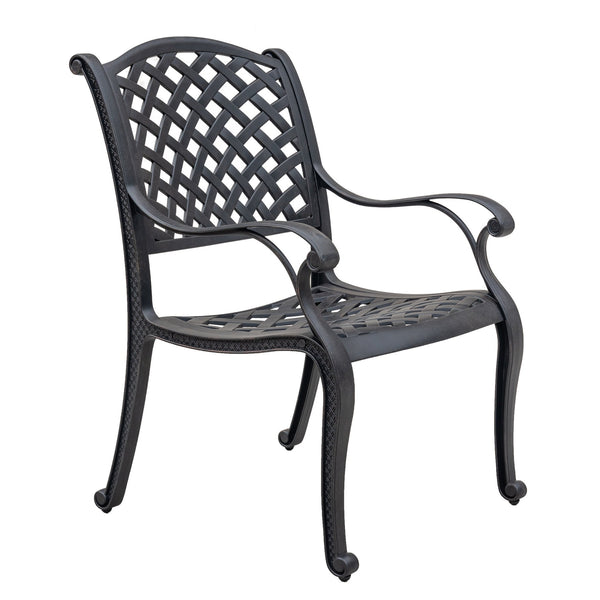 English Elm Outdoor Dining Chair Antique Gray with Sandstorm Cushion — Powder-Coated Aluminum, Lattice Back, Durable Elegance B010P156182