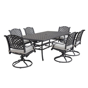 English Elm Stylish 7-Piece Aluminum Dining Set With Cushions - Elegant Outdoor Seating For Patios & Gardens B010S00444-GIGA