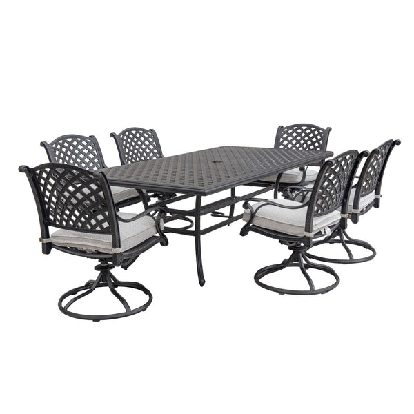 English Elm Stylish 7-Piece Aluminum Dining Set With Cushions - Elegant Outdoor Seating For Patios & Gardens B010S00444-GIGA