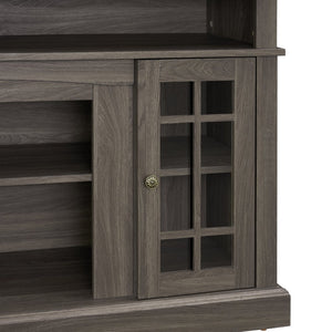 English Elm Classic Walnut Media Console with Glass Door Storage Open Shelving for 65 Inch Tvs W1758P147683