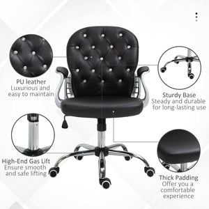 English Elm Vinsetto Pu Leather Desk Chair - Ergonomic, Adjustable Height, Stylish Button-Tufted Design & Swivel Mobility W2225P156106-GIGA