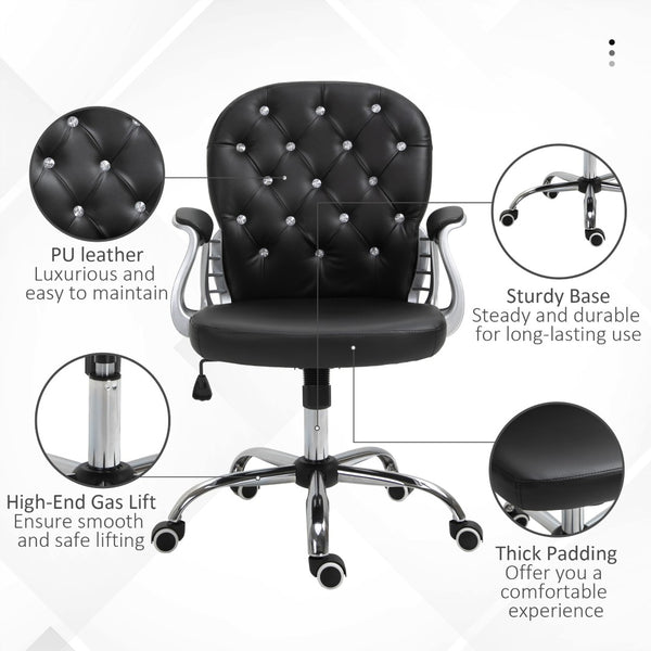 English Elm Vinsetto Pu Leather Desk Chair - Ergonomic, Adjustable Height, Stylish Button-Tufted Design & Swivel Mobility W2225P156106-GIGA