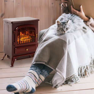 English Elm Homcom 22" Electric Fireplace Heater With Realistic Flames, Adjustable Heat, Safety Features & Portable Design W2225P156099