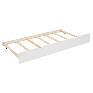 English Elm Twin Over Playhouse Bunk Bed Pine Wood with Trundle Storage Staircase White SM000931AAK-1