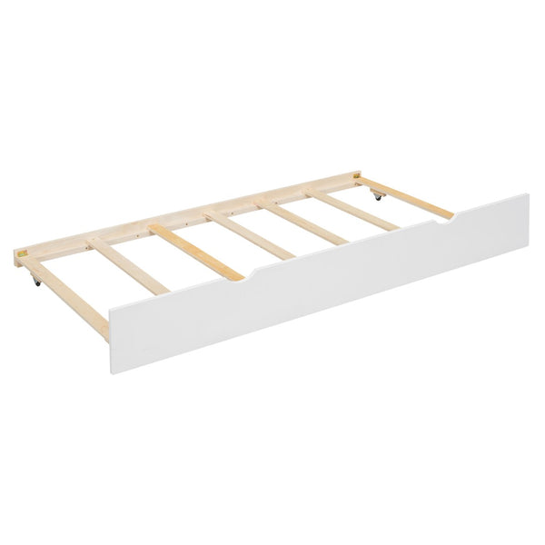 English Elm Twin Over Playhouse Bunk Bed Pine Wood with Trundle Storage Staircase White SM000931AAK-1