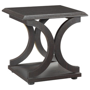 English Elm Cappuccino C-Shaped End Table – Contemporary Artistry Meets Functionality For Small Spaces & Storage B062P153619