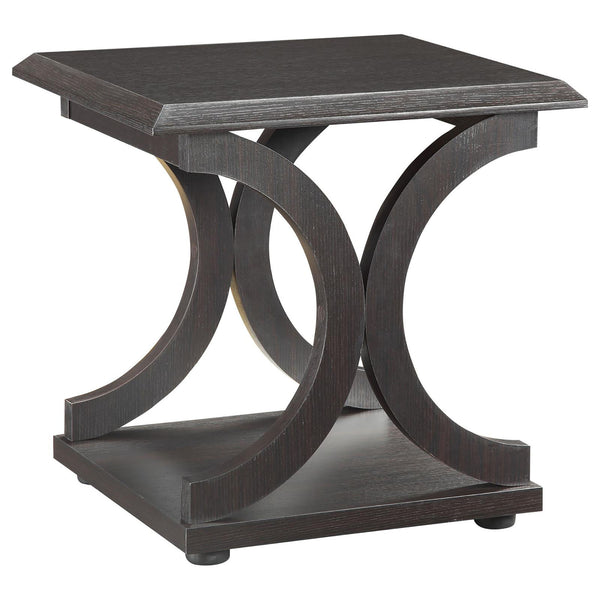 English Elm Cappuccino C-Shaped End Table – Contemporary Artistry Meets Functionality For Small Spaces & Storage B062P153619